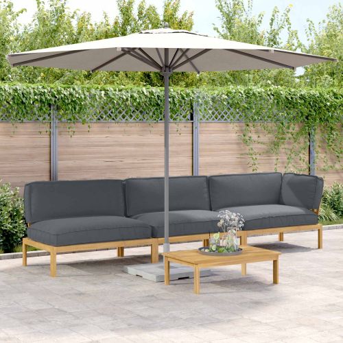 Комплект дивани 4 pcs Антрацит Солидно акациево дърво