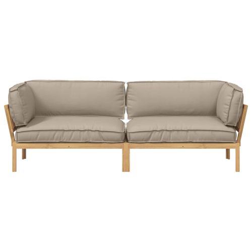 Комплект дивани Едноцветен 2 pcs Таупе Солидно акациево дърво