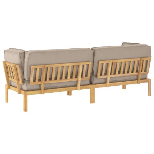 Комплект дивани Едноцветен 2 pcs Таупе Солидно акациево дърво