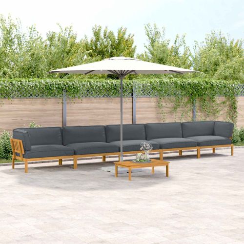 Комплект дивани 6 pcs Антрацит Солидно акациево дърво