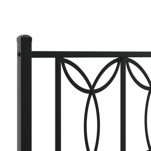 Метална рамка за легло с горна табла, черна, 160x200 см