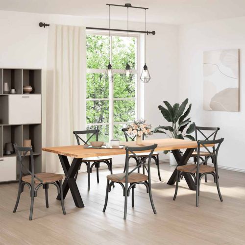 Крака за трапезна маса, X-образни, 2 бр., черни, 70 x (72-73) см, стомана