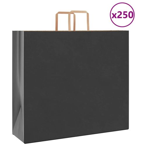 Хартиени торбички 250 бр с дръжки черни 54x15x49 см