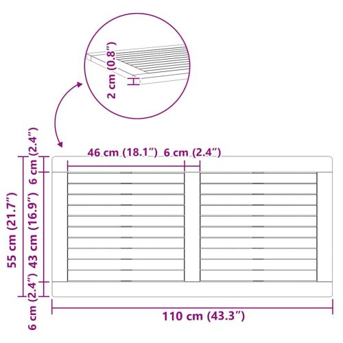 Топ за маса Натурален маслен 110 x 55 x 2 см
