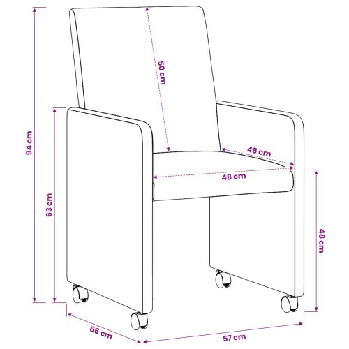 Столове с Колела с колела 2 pcs Крем 57 х 66 х 94 см Изкуствена