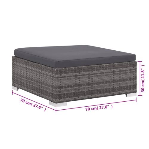 Градински комплект с възглавници, 6 части, полиратан, сив