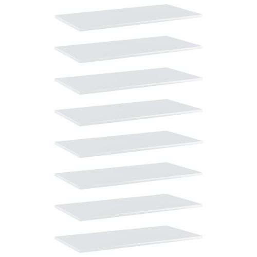 Рафтове за етажерка, 8 бр, бял гланц, 80x40x1,5 см, ПДЧ