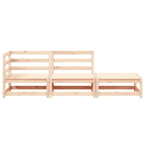 Градински лаундж комплект, 3 части, борово дърво масив