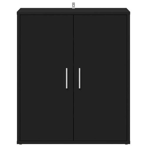 Шкаф за обувки, черен, 60x35x70 см, инженерно дърво