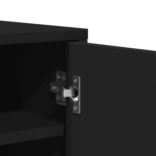 Шкаф за обувки, черен, 60x35x70 см, инженерно дърво