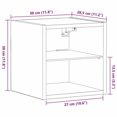 LED стенен нощен шкаф Черно 30 x 28,5 x 30 см Инженерно дърво