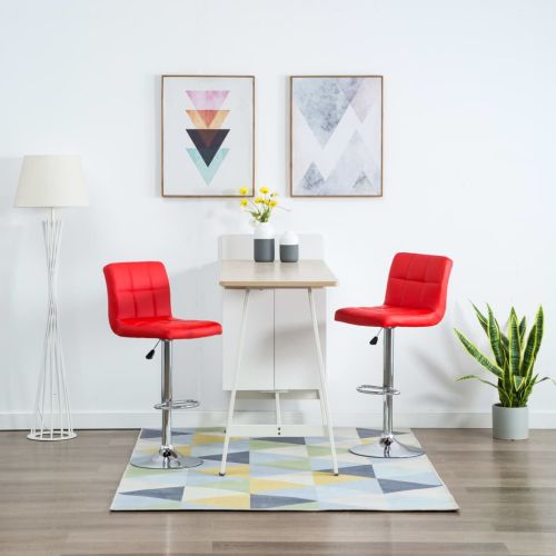 Бар табуретки, 2 бр, червени, изкуствена кожа