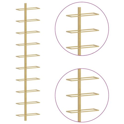 Стойка за вино за 10 бутилки, стенен монтаж, златиста, метал