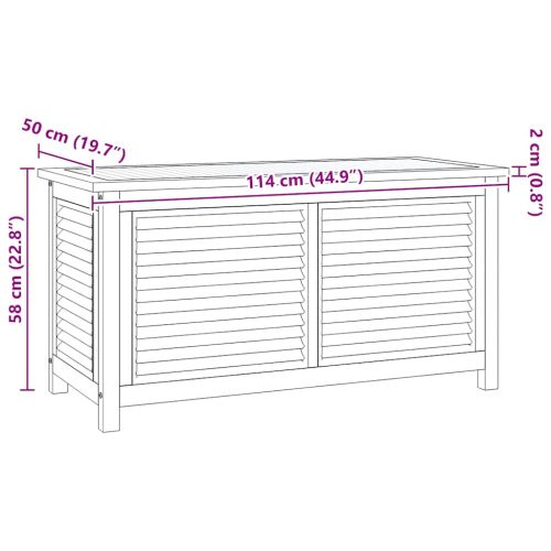 Градинска кутия за съхранение с чанта, 114x50x58 см, тик масив
