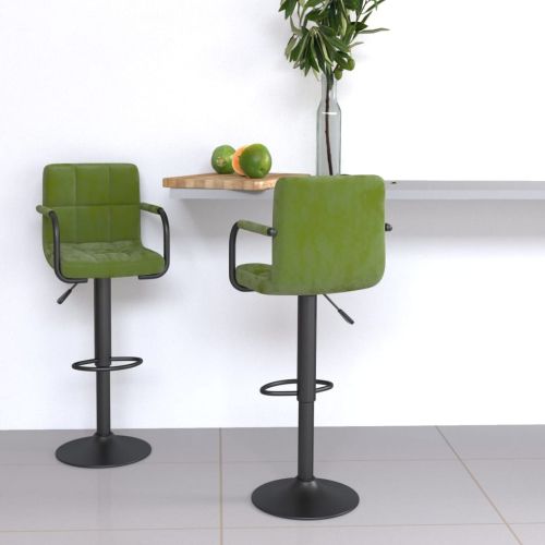 Бар табуретки, 2 бр, светлозелени, кадифе