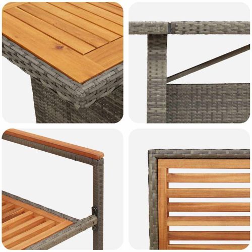 Комплект за хранене в градината 9 pcs Сив и кафяв полиратан