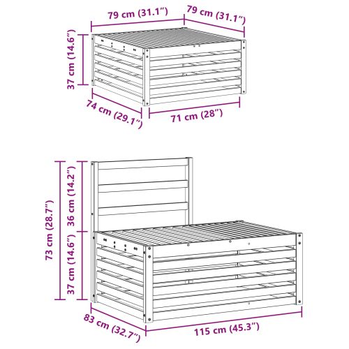 Комплект дивани за открито 3 Брой Естествен