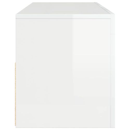 ТВ шкаф с LED осветление, бял гланц, 120x35x40 см