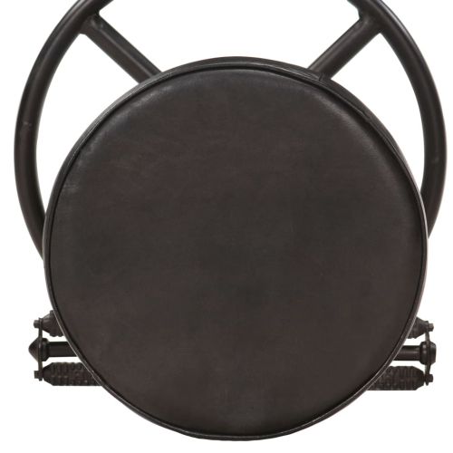 Бар табуретки, 2 бр, черни, козя кожа