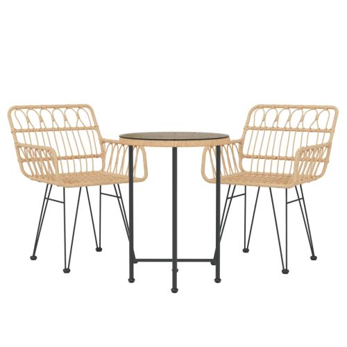 Градински трапезен комплект, 3 части, полиратан