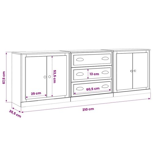 Сайдборди, 3 бр, бели, инженерно дърво