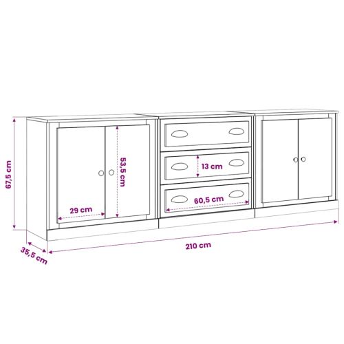 Сайдборди, 3 бр, сонома дъб,инженерно дърво