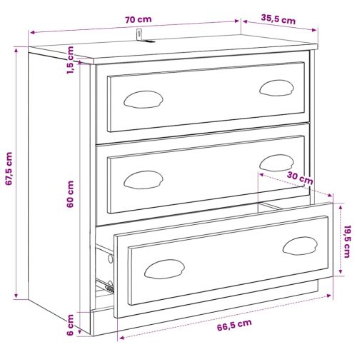 Сайдборди, 3 бр, сонома дъб,инженерно дърво
