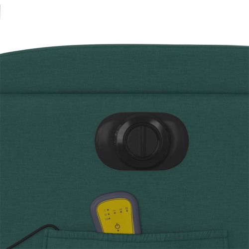 Електрически масажен наклоняем стол, тъмнозелен, текстил