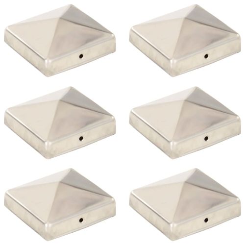 Пирамидни капаци за оградни стълбове 6 бр инокс 81x81 мм