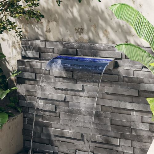 Преливник за водопад с RGB LED, неръждаема стомана, 60 см