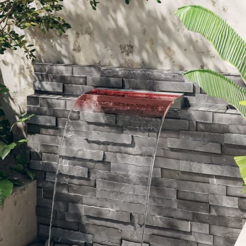 Преливник за водопад с RGB LED, неръждаема стомана, 60 см