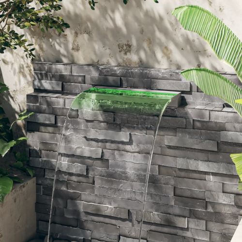 Преливник за водопад с RGB LED, неръждаема стомана, 60 см