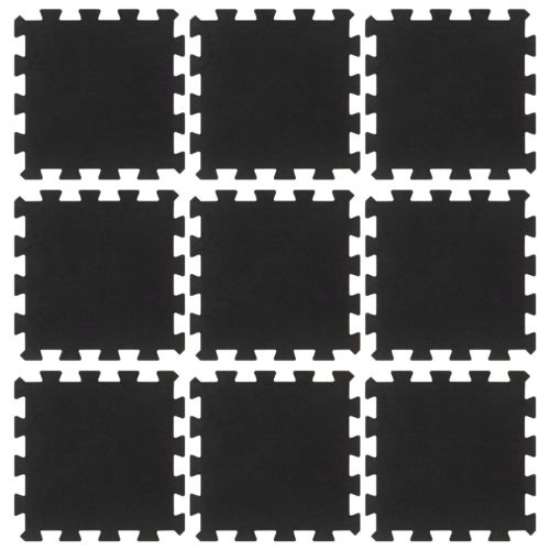 Гумени подови плочки 9 бр черни 16 мм 30x30 см