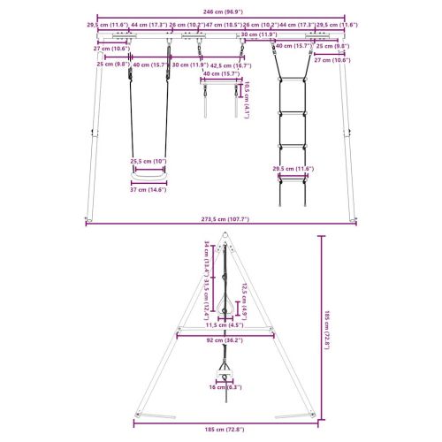 Външен комплект люлка със седалка люлка, трапец и стълба