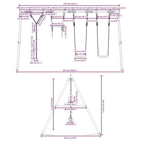 Външен комплект с люлки седалки, трапец и люлка с дискове