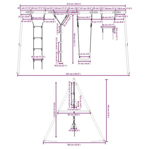 Външен комплект с люлка седалка, трапец, стълба и люлка дискове