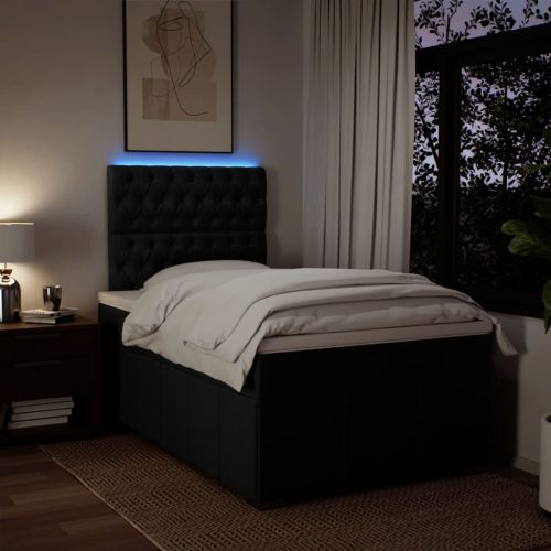 Боксспринг легло с матрак, черно, 120x200 см, плат