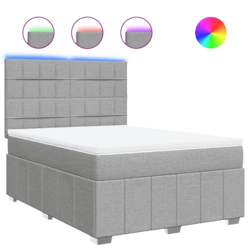 Боксспринг легло с матрак, светлосиво, 140x190 см плат