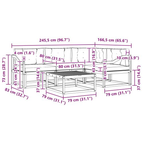 Комплект дивани за открито 5 pcs Натурален и Крема