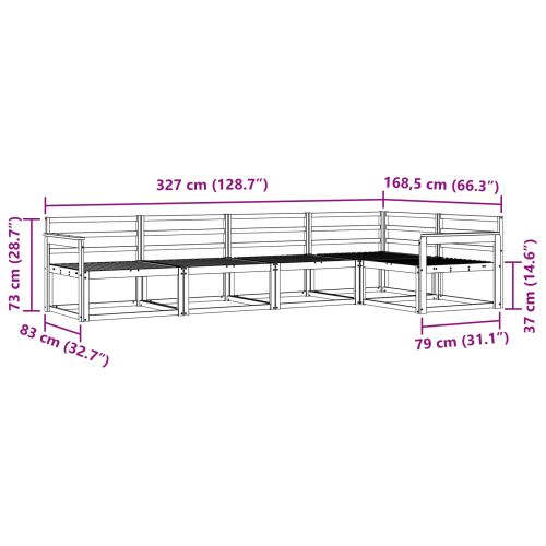 Комплект дивани за открито 5 pcs Натурално