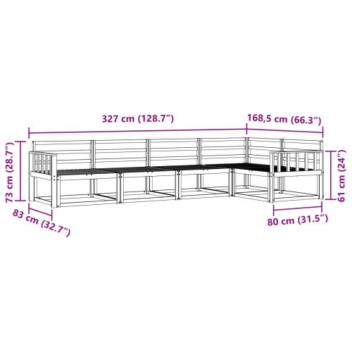 Комплект дивани за открито 5 pcs Натурално