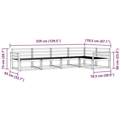 Комплект дивани за открито 5 pcs Натурално