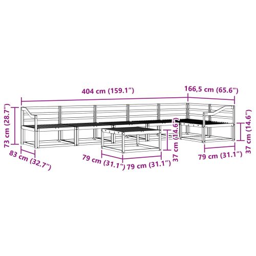 Комплект дивани за открито 7 pcs Естествен