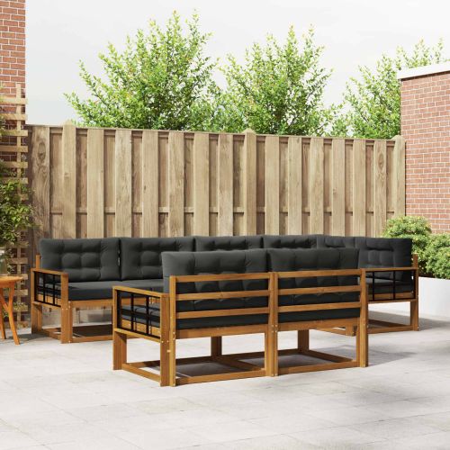 Комплект дивани за открито 7 pcs Натурален и Антрацит