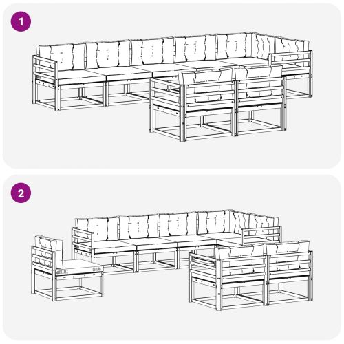 Комплект дивани за открито 8 pcs Натурален и Крема