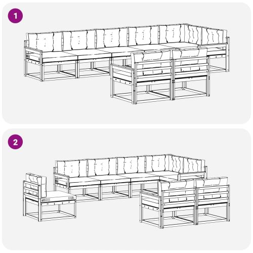Комплект дивани за открито 8 pcs Натурален и Крема
