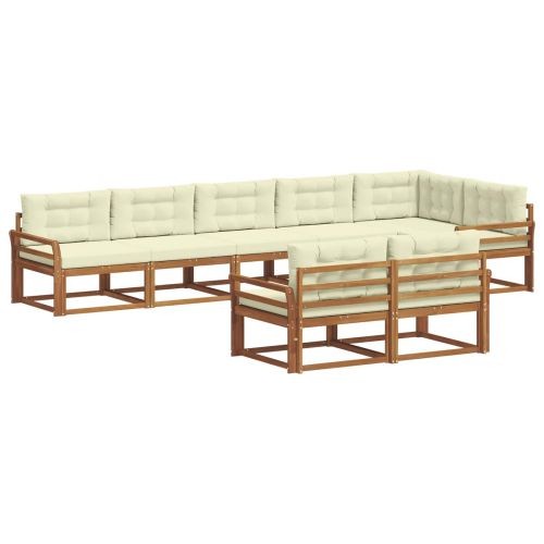 Комплект дивани за открито 8 pcs Натурален и Крема