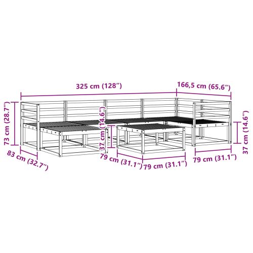 Комплект дивани за открито 7 pcs Естествен