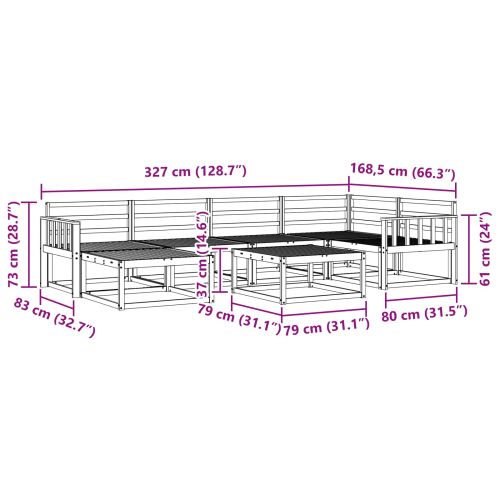 Комплект дивани за открито 7 pcs Естествен