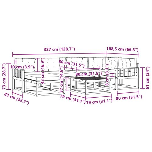 Комплект дивани за открито 7 pcs Натурален и Крема